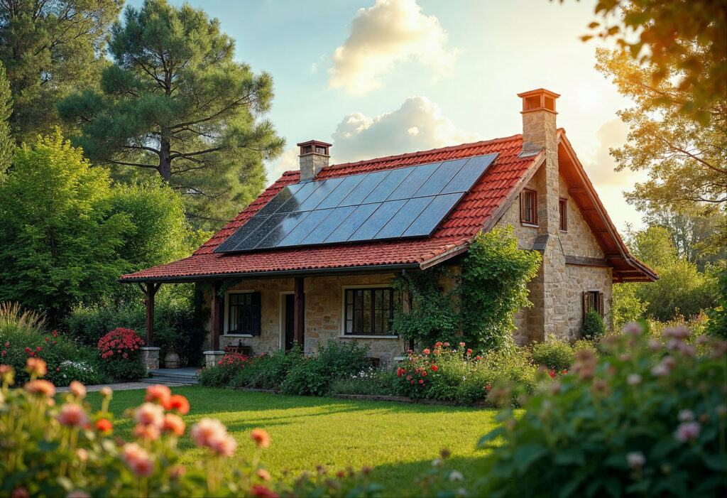 house-with-solar-panels-garden