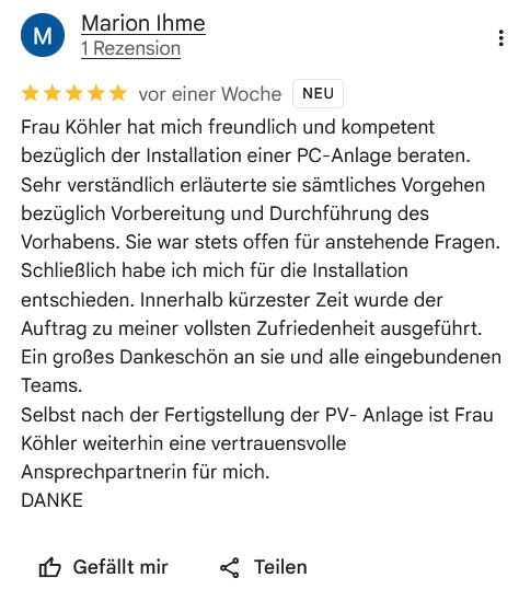 Kundenbewertung zum Projekt